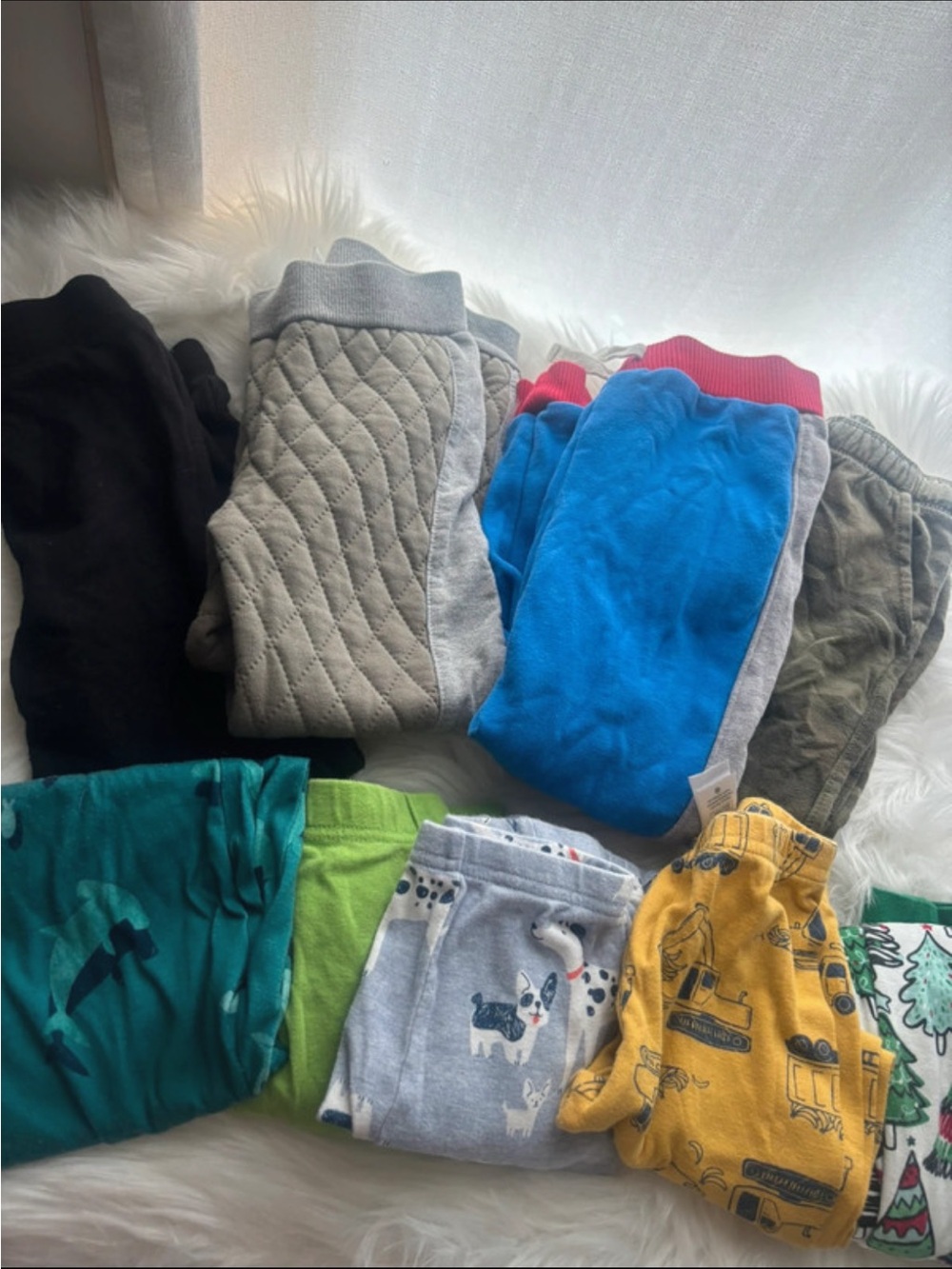 9pair Kids Pants - Blue, Gray, Teal, Yellow Mix